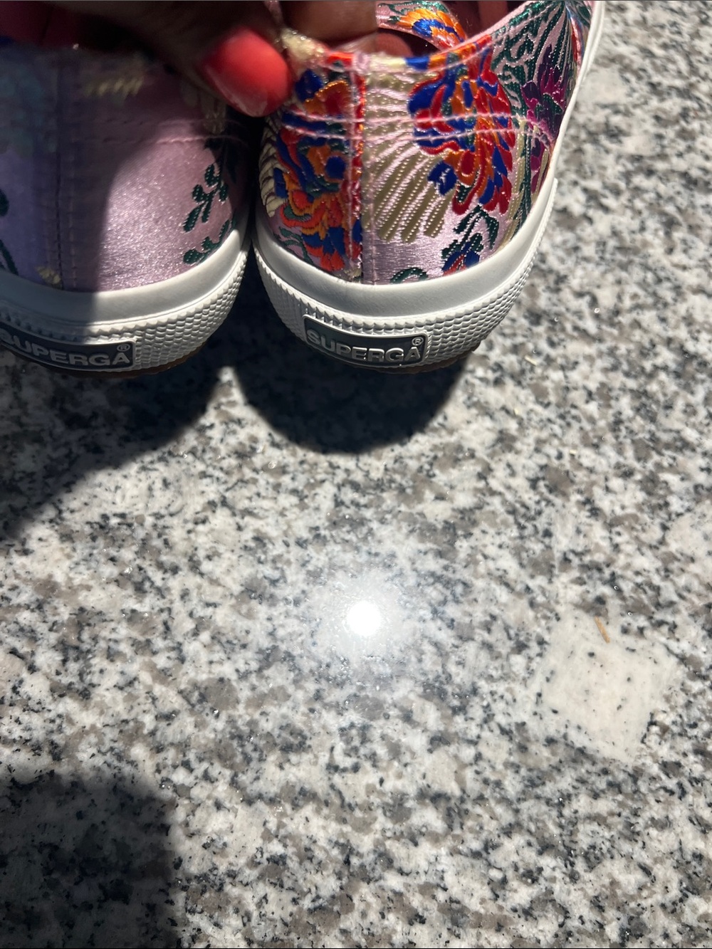 Superga 2750 Korelaw fashion sneakers 6.5 Pink Floral Embroidered Satin summer - Picture 6 of 9
